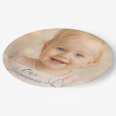 Cute Kid's First Birthday Party With Custom Photo Pappteller (Schrägansicht)