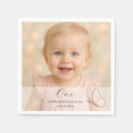Cute Kid's First Birthday Party With Custom Photo Serviette