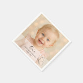 Cute Kid's First Birthday Party With Custom Photo Serviette (Ecke)