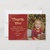 Cute Kids Gold Glitter Photo Christmas Dankeskarte (Vorderseite)