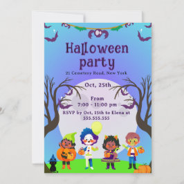 Cute Kids Halloween Party Invitation Einladung