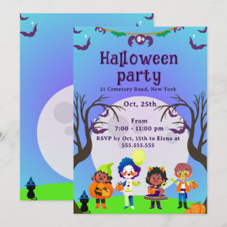Cute Kids Halloween Party Invitation Einladung