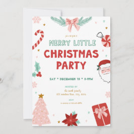 Cute Kids Merry Little Christmas Party Invitations Einladung