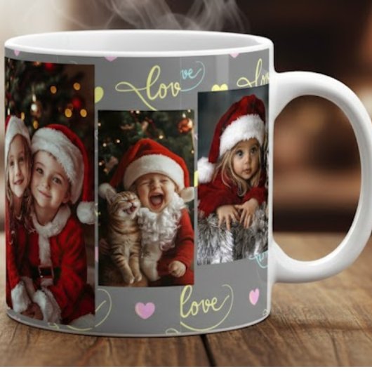 Cute Kids Santa Photo Collage Mug Jumbo-Tasse