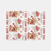 Cute Kid's Teddy Bear I Love You Valentine Fleecedecke (Vorderseite (Horizontal))
