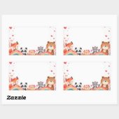Cute Kids Valentine Stickers | Cartoon Animals (Blatt)
