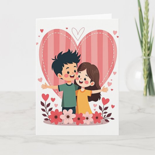 Cute Kids Valentines Hug Card Karte (Vorderseite)