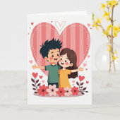 Cute Kids Valentines Hug Card Karte (Gelbe Blume)