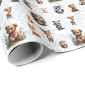 Cute Kids Woodland Animals Pattern Geschenkpapier (Rolleneckpunkt)
