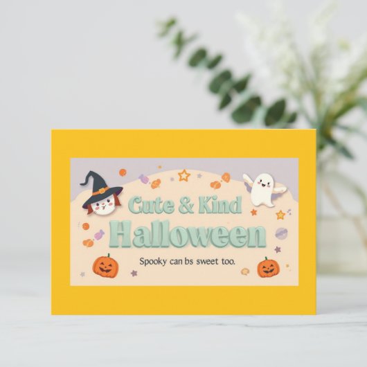 🧡 ✨ „Cute & Kind Halloween“-Kollektion Einladung (Stehend Vorderseite)