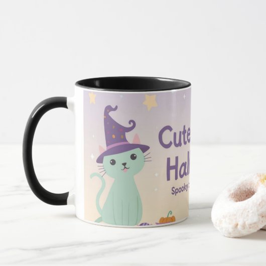 🧡 ✨ „Cute & Kind Halloween“ Kollektion 🎃🌿 Tasse (Mit Donut)