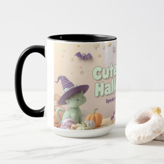 🧡 ✨ „Cute & Kind Halloween“ Kollektion 🎃🌿 Tasse (Mit Donut)