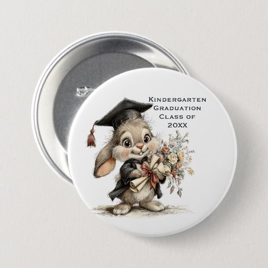  Cute Kindergarten Graduation Bunny Design Button (Vorne & Hinten)