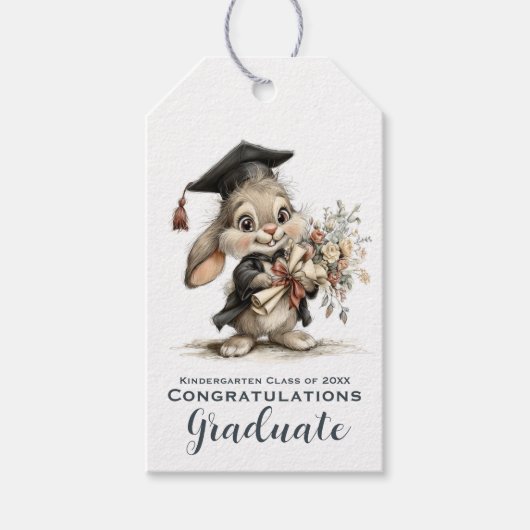  Cute Kindergarten Graduation Bunny Design Geschenkanhänger (Vorderseite)