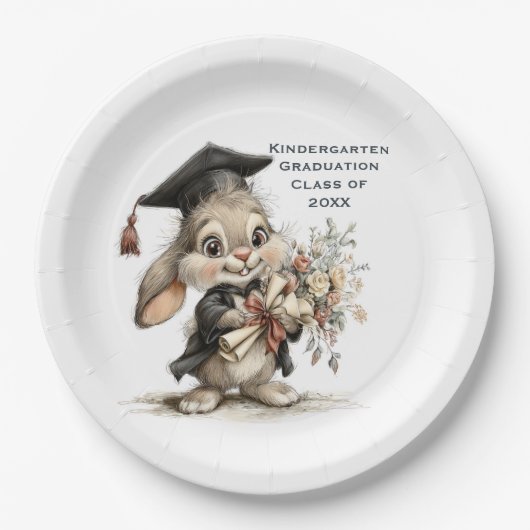  Cute Kindergarten Graduation Bunny Design Pappteller (Vorderseite)