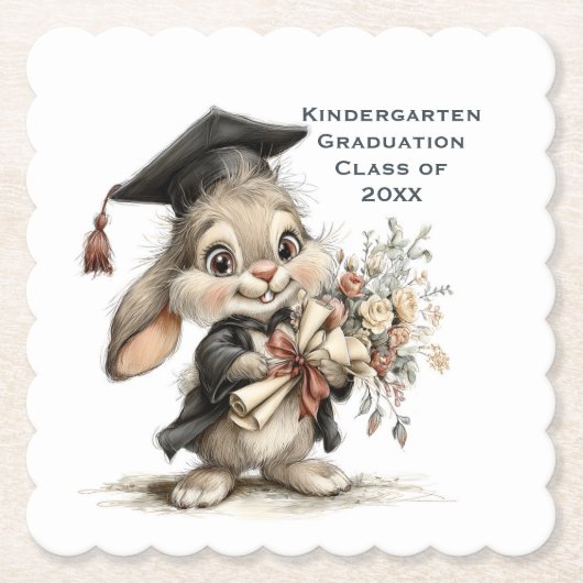  Cute Kindergarten Graduation Bunny Design Untersetzer (Vorderseite)