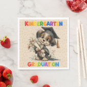 Cute Kindergarten Graduation Puppy Illustration Serviette (Beispiel)