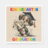 Cute Kindergarten Graduation Puppy Illustration Serviette (Vorderseite)
