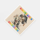 Cute Kindergarten Graduation Puppy Illustration Serviette (Ecke)