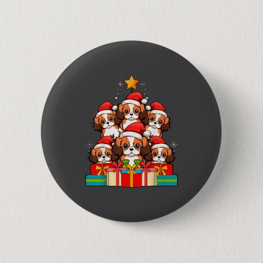 Cute King Charles Cavalier Le Dog Christmas Tree X Button (Vorderseite)