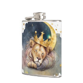 Cute  king Lion Sleeping On The Moon               Flachmann (Links)