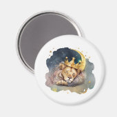 Cute  king Lion Sleeping On The Moon               Magnet (Vorderseite/Rückseite)