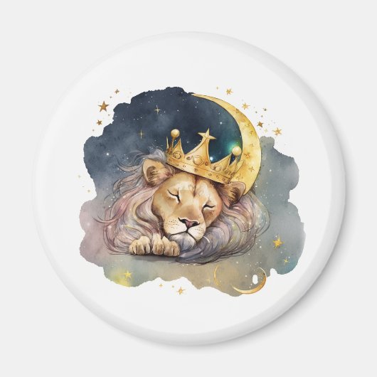 Cute  king Lion Sleeping On The Moon               Magnet (Vorne)