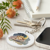 Cute  king Lion Sleeping On The Moon               Schlüsselanhänger (Vorderseite rechts)