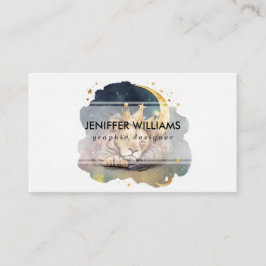 Cute king Lion Sleeping On The Moon Visitenkarte