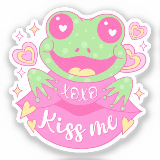 Cute Kiss Me Frog - Xoxo Aufkleber (Vorderseite)
