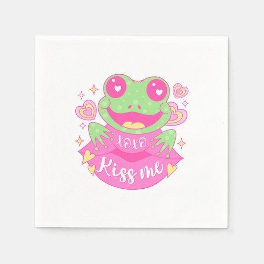 Cute Kiss Me Frog - Xoxo Serviette (Vorderseite)
