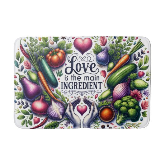 Cute kitchen love word art badematte (Vorderseite)