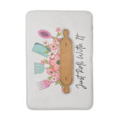 Cute kitchen rolling pin word art  badematte (Vorderseite Vertikal)