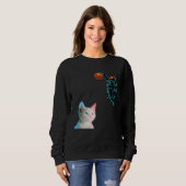 Cute Kitten Astronaut Playing Basketball For Cat Sweatshirt (Vorne ganz)