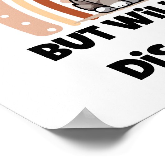 Cute Kitten Boho Rainbow "Introverted" Graphic Poster (Ecke)