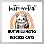 Cute Kitten Boho Rainbow "Introverted" Graphic Poster (Vorne)