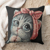 Cute Kitten Bow Cross Stitch Throw Pillow Kissen (Decke)