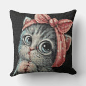 Cute Kitten Bow Cross Stitch Throw Pillow Kissen (Rückseite)