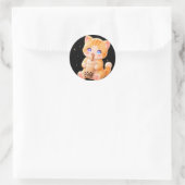 Cute Kitten & Bubble Tea Runder Aufkleber (Tasche)