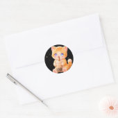 Cute Kitten & Bubble Tea Runder Aufkleber (Umschlag)