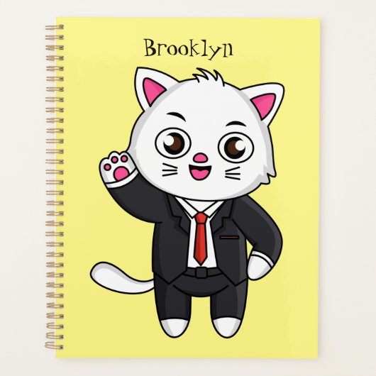 Cute kitten cat in business suit cartoon planer (Vorderseite)
