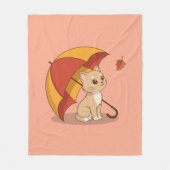 Cute Kitten Cat Red Yellow Umbrella Fall Pink Fleecedecke (Vorderseite)