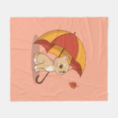 Cute Kitten Cat Red Yellow Umbrella Fall Pink Fleecedecke (Vorderseite (Horizontal))