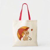 Cute Kitten Cat Red Yellow Umbrella Fall Tragetasche (Vorne)