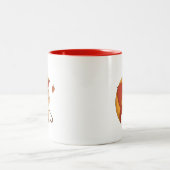 Cute Kitten Cat Red Yellow Umbrella Fall Zweifarbige Tasse (Mittel)