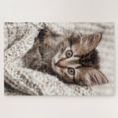 Cute Kitten Cat Wool Knitted Blanket Pet Nature Puzzle (Horizontal)