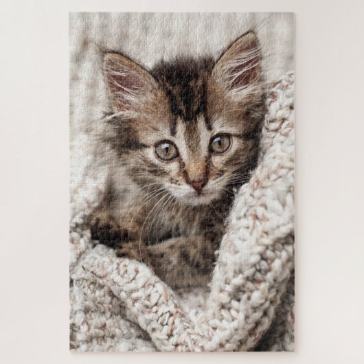 Cute Kitten Cat Wool Knitted Blanket Pet Nature Puzzle (Vertikal)