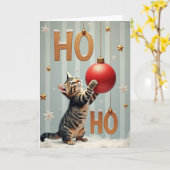 Cute Kitten Christmas Ho Ho Karte (Gelbe Blume)