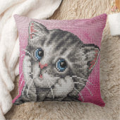 Cute Kitten Cross Stitch Throw Pillow Kissen (Decke)