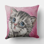 Cute Kitten Cross Stitch Throw Pillow Kissen (Rückseite)